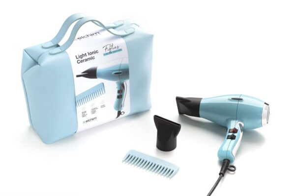 Elchim 3900 Light Ionic Ceramic Fifties Blue Hairdryer Limited Edition With Travel Bag And Comb